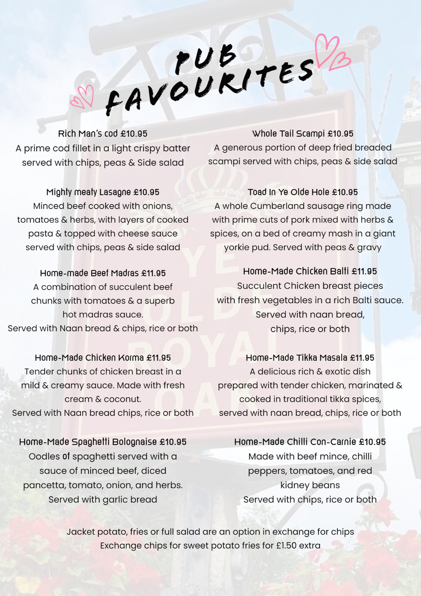 Ye Olde Royal Oak menu, page 3 of 10