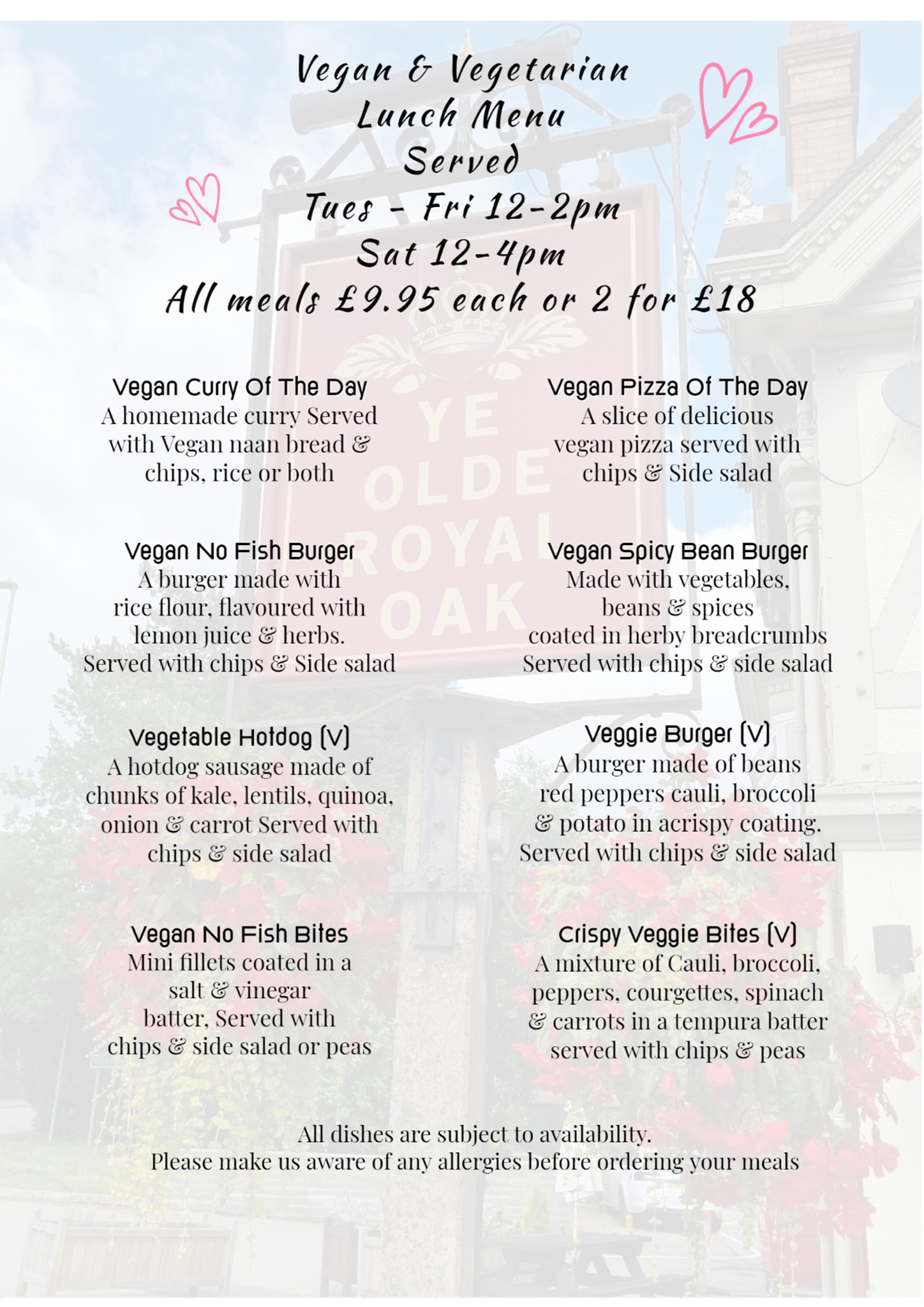 Ye Olde Royal Oak menu, page 9 of 10
